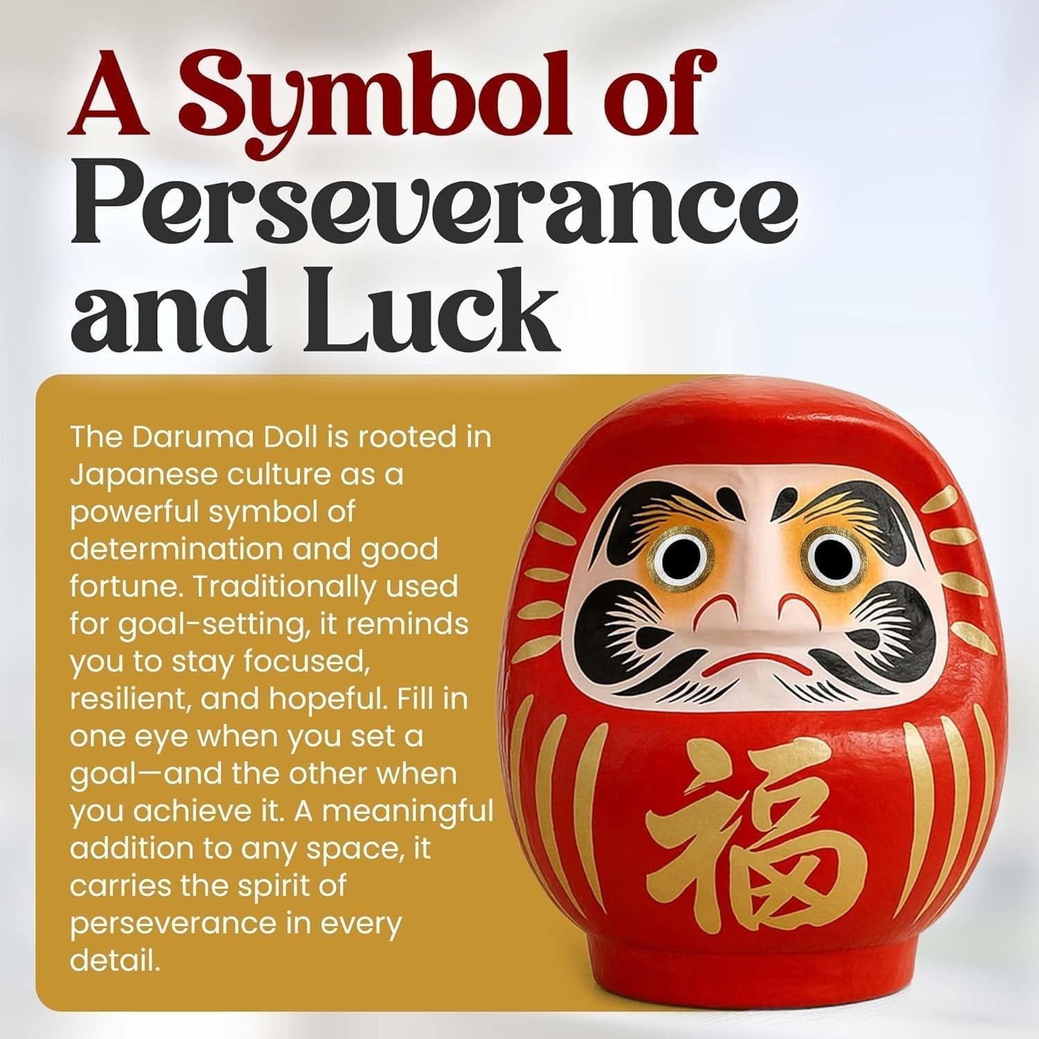 Daruma Doll – Red 12cm Traditional Japanese Good Luck Charm (Made in Japan)