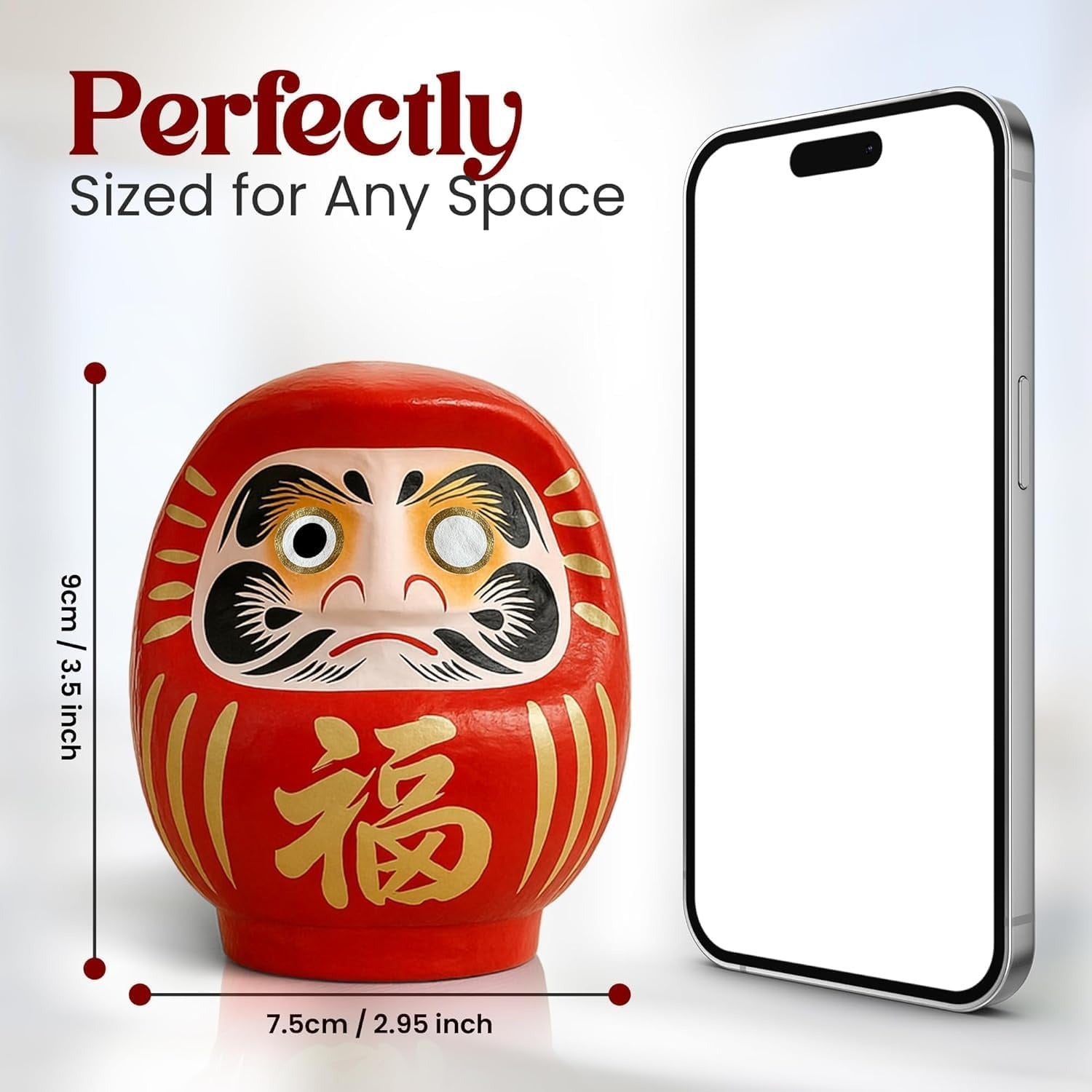 Daruma Doll – Red 9cm Traditional Japanese Good Luck Charm (Made in Japan)