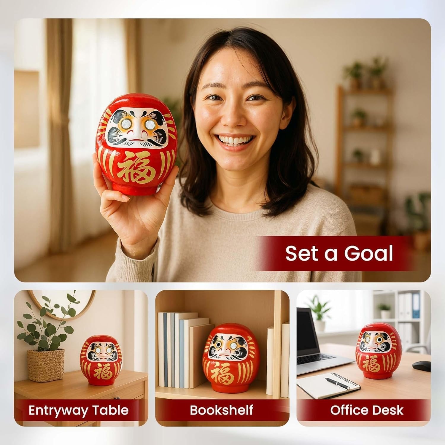Daruma Doll – Red 9cm Traditional Japanese Good Luck Charm (Made in Japan)