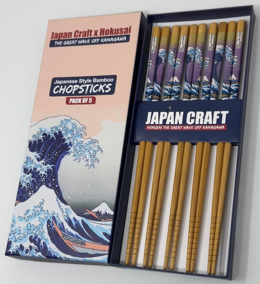 Hokusai Great Wave Bamboo Chopsticks – Set of 5 Pairs