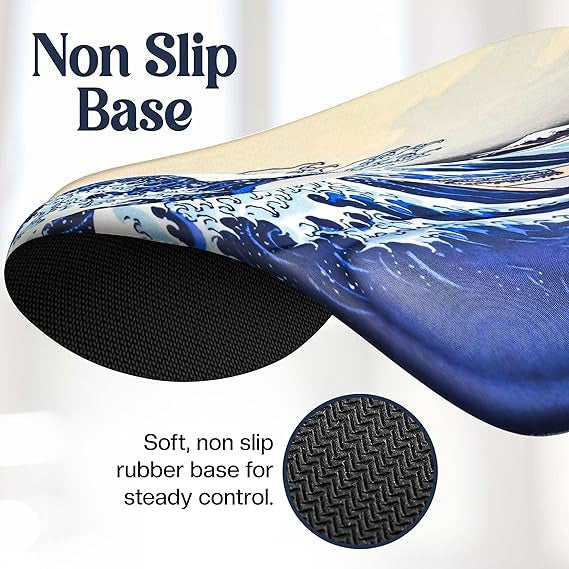 Hokusai Great Wave Mouse Pad with Wrist Support – Ergonomic Japanese Art Design
