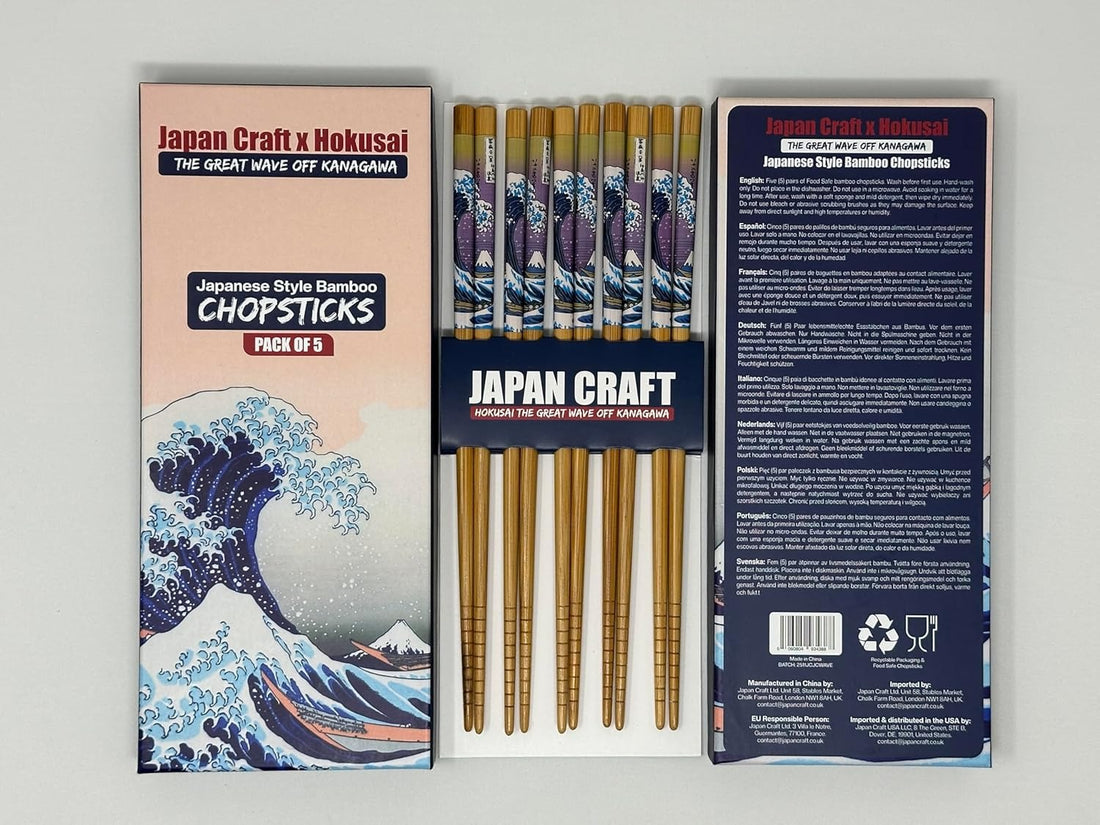 Hokusai Great Wave Bamboo Chopsticks – Set of 5 Pairs