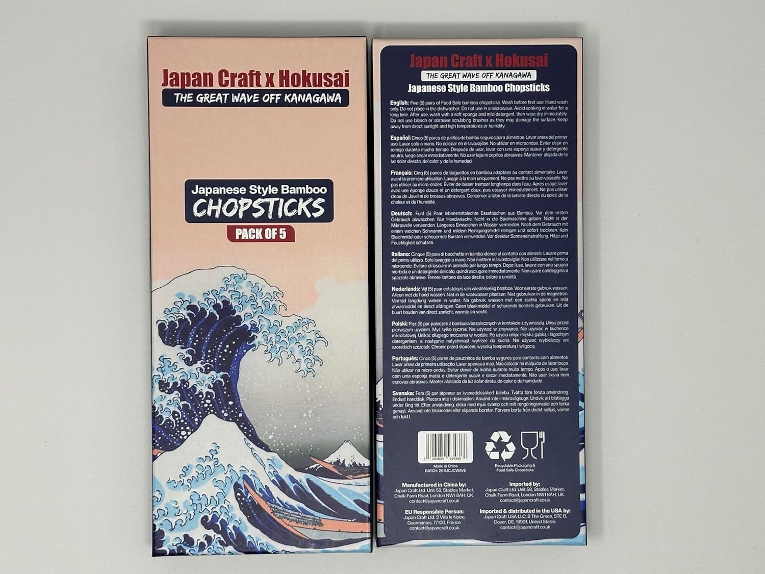 Hokusai Great Wave Bamboo Chopsticks – Set of 5 Pairs