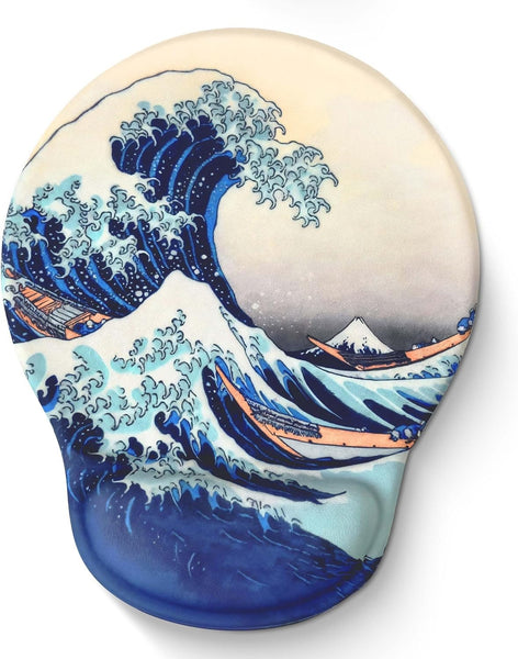 Hokusai Great Wave Mouse Pad with Wrist Support – Ergonomic Japanese Art Design